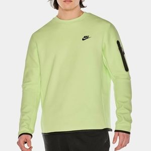 Brand new mens Nike techfleece crew sweater lime